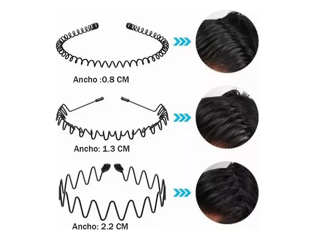 Foto 4 pulgar | Horquilla Xtellar Antideslizante Unisex Con Ondas Diadema De Moda Negro Simop B00076