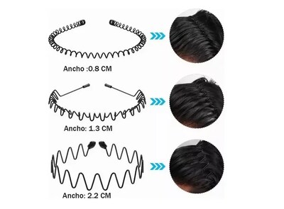 Foto 3 | Horquilla Xtellar Antideslizante Unisex Con Ondas Diadema De Moda Negro Simop B00076
