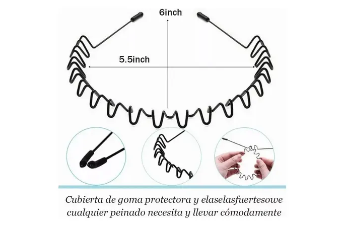 Foto 5 pulgar | Horquilla Xtellar Antideslizante Unisex Con Ondas Diadema De Moda Negro Simop B00076