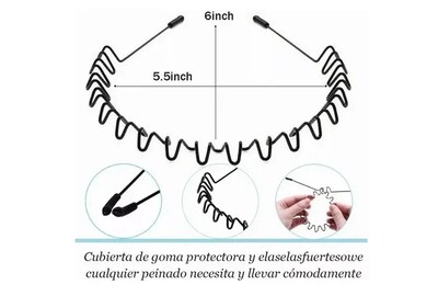Foto 4 | Horquilla Xtellar Antideslizante Unisex Con Ondas Diadema De Moda Negro Simop B00076