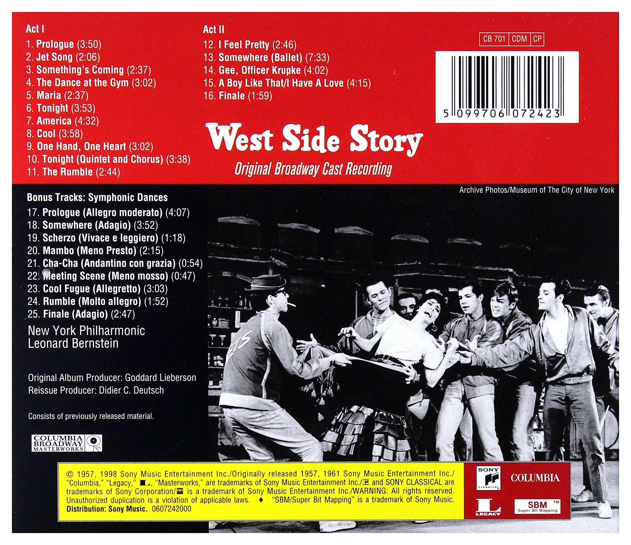 Foto 3 pulgar | Cd West Side Story/o.b.c. - L. Kert, C. Lawrence, M. Cooper, C. Rivera - Venta Internacional.