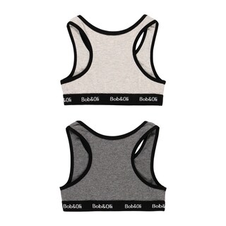 Foto 2 | Pack De 2 Tops Color Gris Claro/oscuro Para Niña Boboli