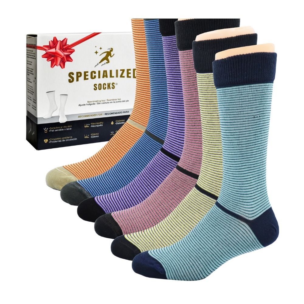 Foto 2 pulgar | Calcetín de Algodón Specialized Socks colores Curtidos Rayas Claras 6 Pares para Hombre