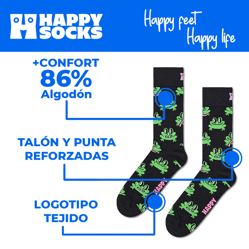 Foto 5 pulgar | Calcetines Happy Socks Diseño Rana Unisex