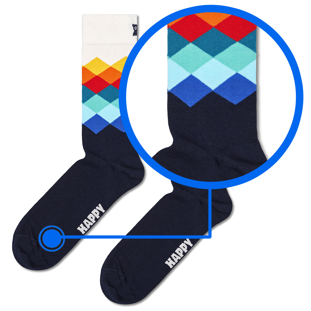 Foto 4 pulgar | Calcetines Happy Socks Diseño Rombos Colores Unisex