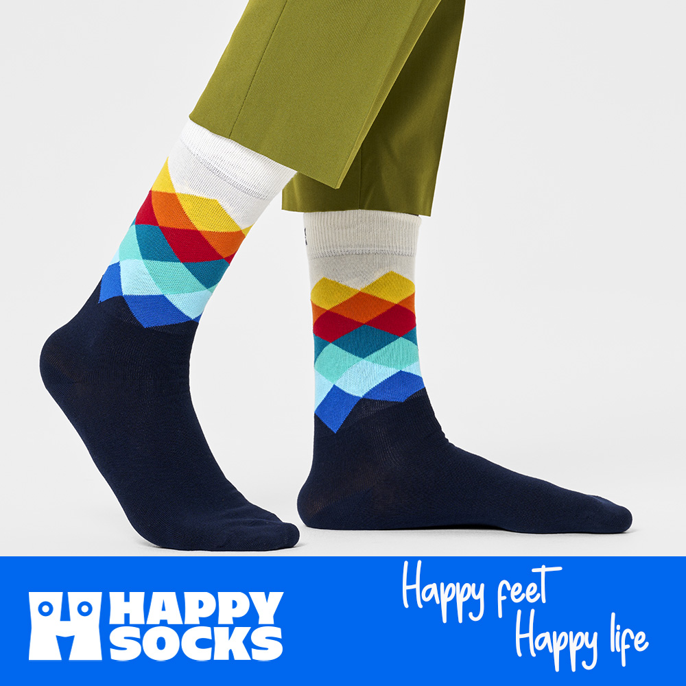 Foto 9 pulgar | Calcetines Happy Socks Diseño Rombos Colores Unisex
