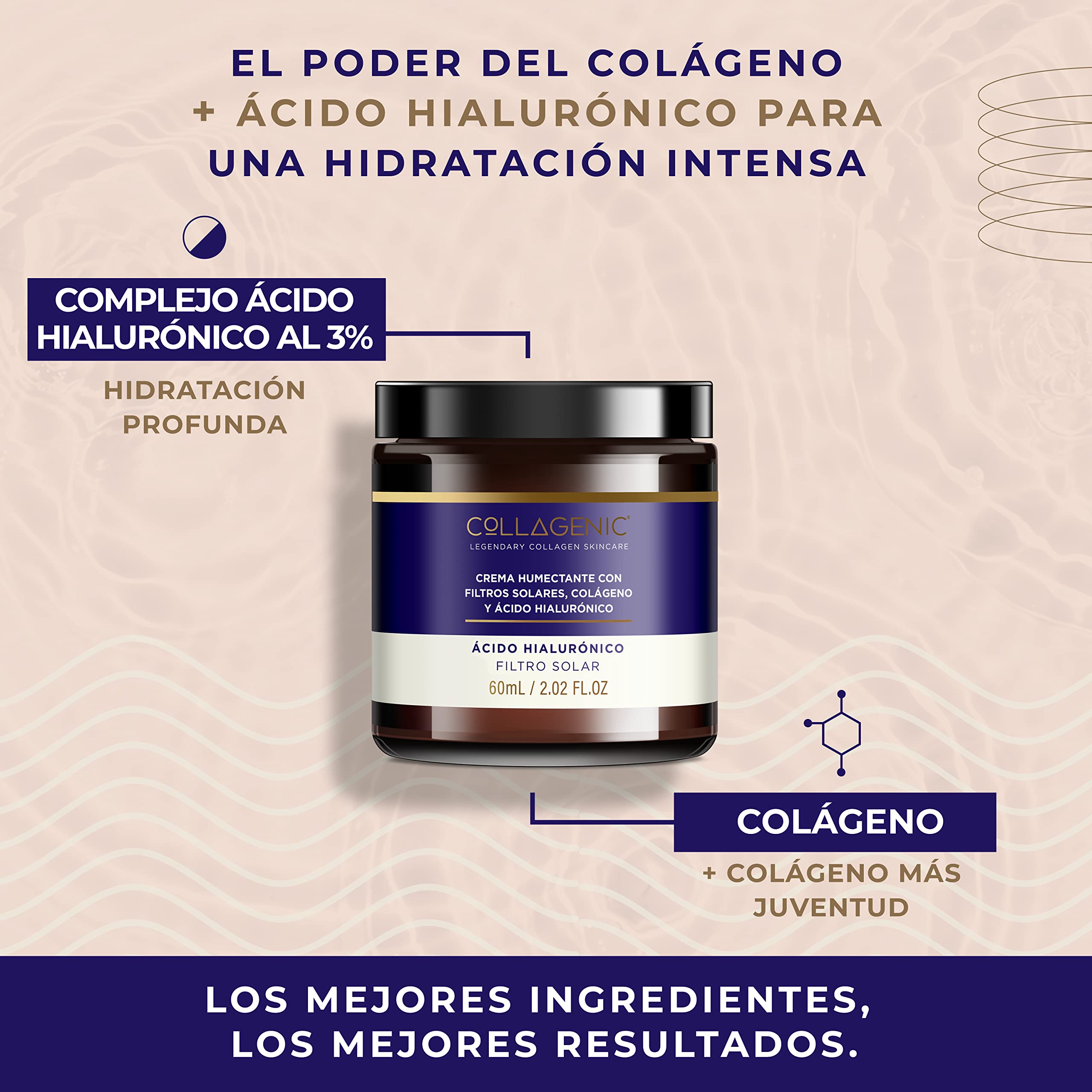 Foto 3 pulgar | Crema Hidratante Dia Collagenic 3% Acido Hialuronico Colageno 60 ml