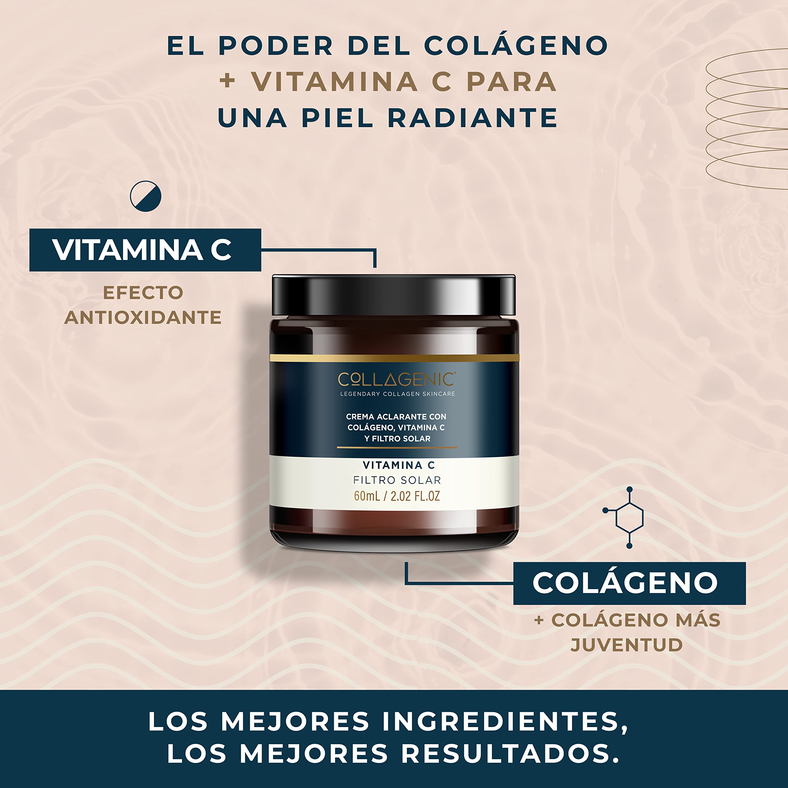 Foto 3 pulgar | Crema Aclarante Facial Dia Collagenic Vitamina C Filtros Solares 60 ml