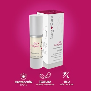 Foto 3 | Crema Facial Lovy Care con Coenzima Q10 + Colágeno 30 ml c/u Ph 5.5 Firmeza Elasticidad y Antiedad Pack 2x1