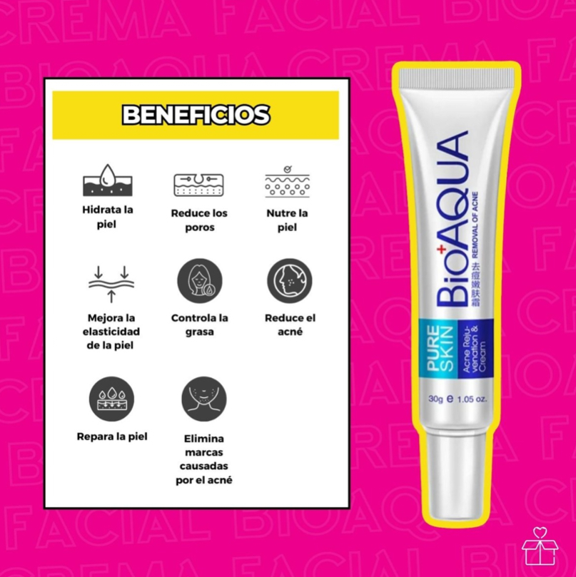 Foto 3 pulgar | Crema Anti Acne Bioaqua Pure Skin Cicatrices Control Grasa