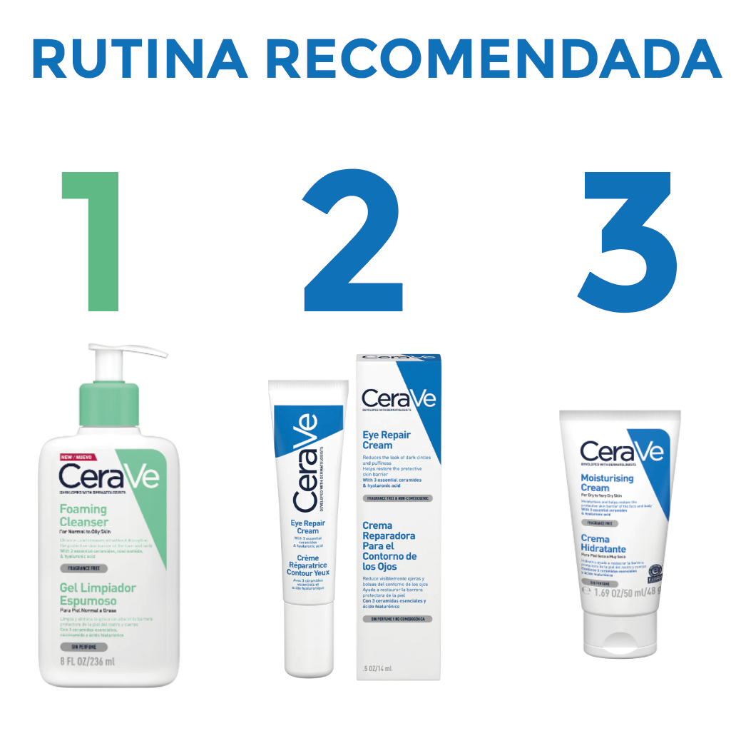 Foto 3 pulgar | Kit Skincare Cuidado De La Piel Cerave: Gel Limpiador, Crema Ojos E Hidratante Facial Y Corporal Reparador Hidrante