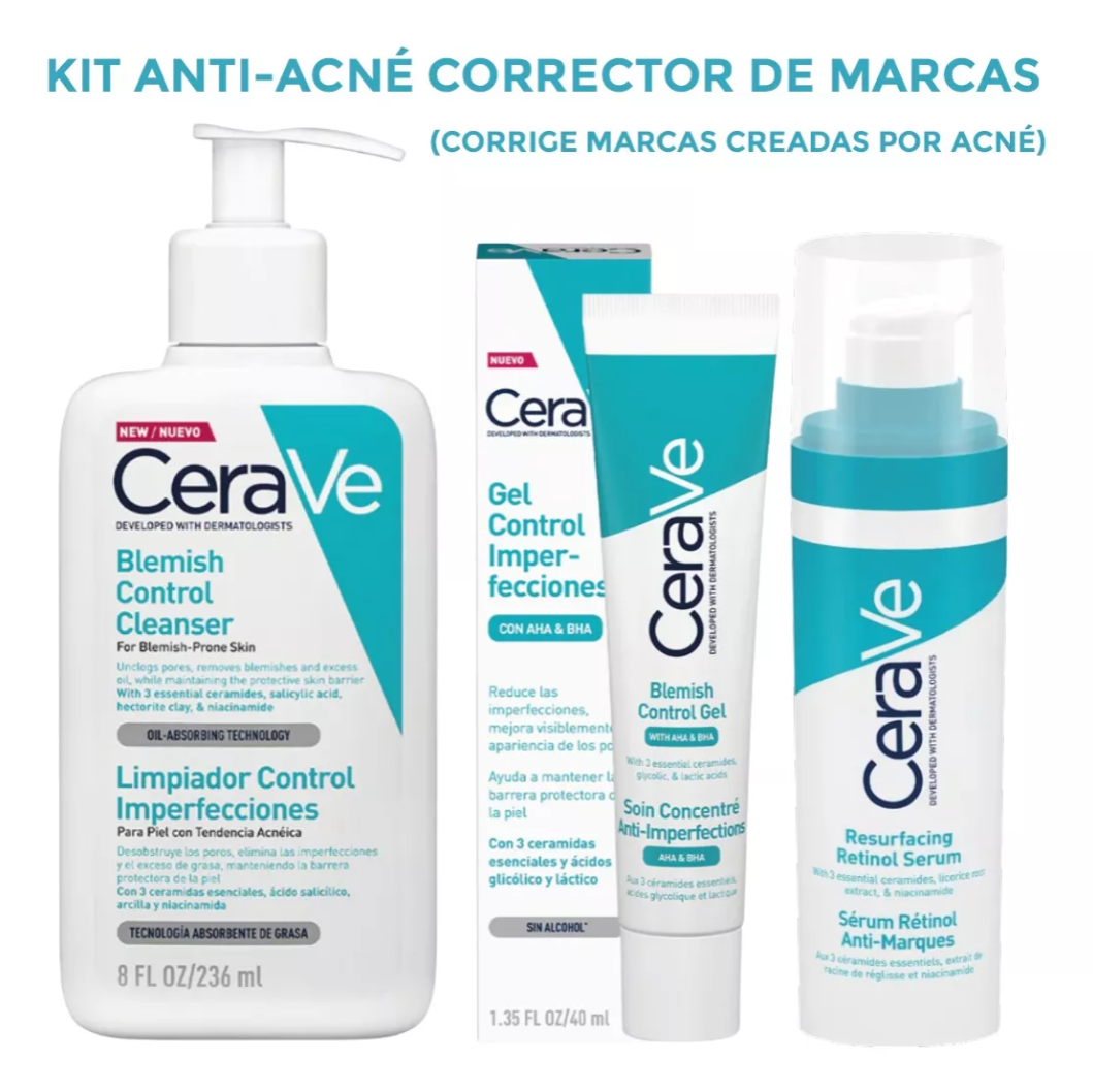 Foto 2 pulgar | Kit Anti Acné Barros Y Espinillas Cerave Control Marcas Por Acné, Reduce Oleosidad Y Marcas Post Imperfecciones