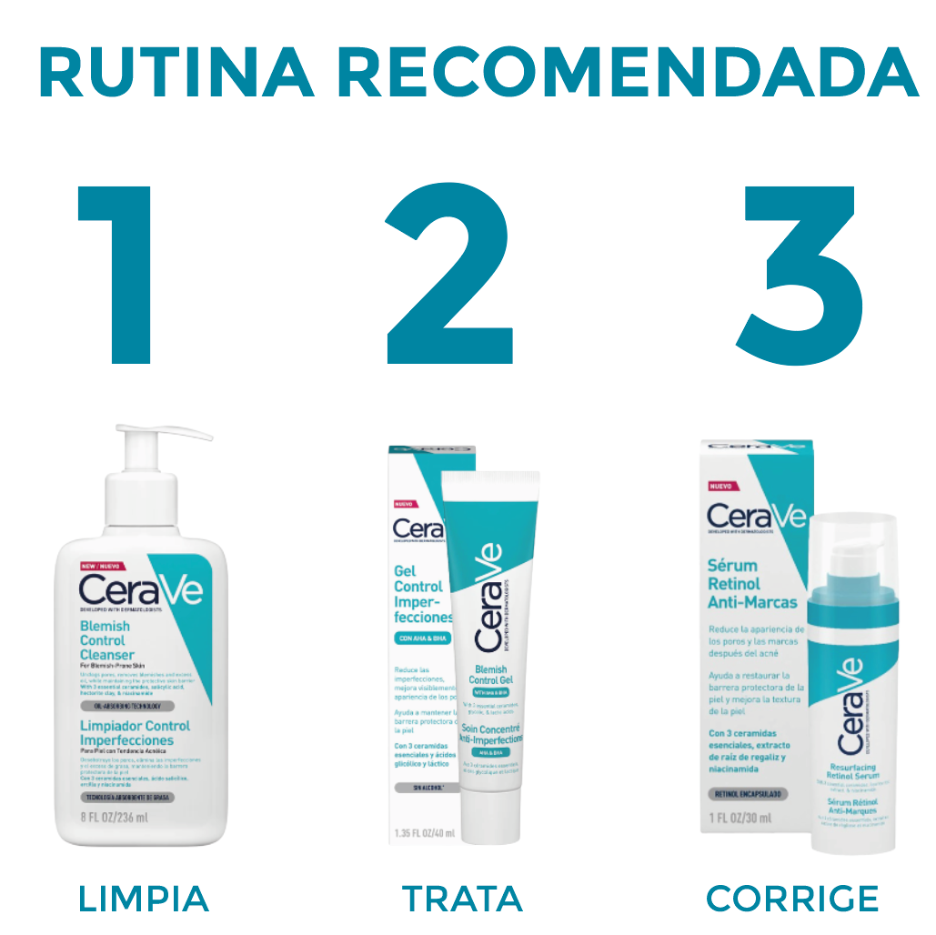 Foto 3 pulgar | Kit Anti Acné Barros Y Espinillas Cerave Control Marcas Por Acné, Reduce Oleosidad Y Marcas Post Imperfecciones