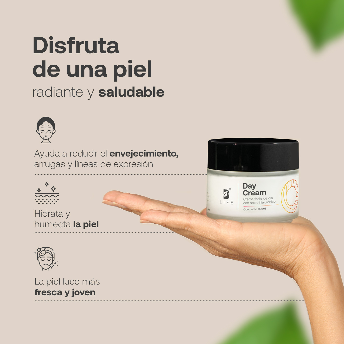 Foto 5 pulgar | Crema Facial De Día Hidratante | 90 Ml | Adicionada Con Vitamina E, Ácido Hialurónico Y Niacinamida | Day Cream | B