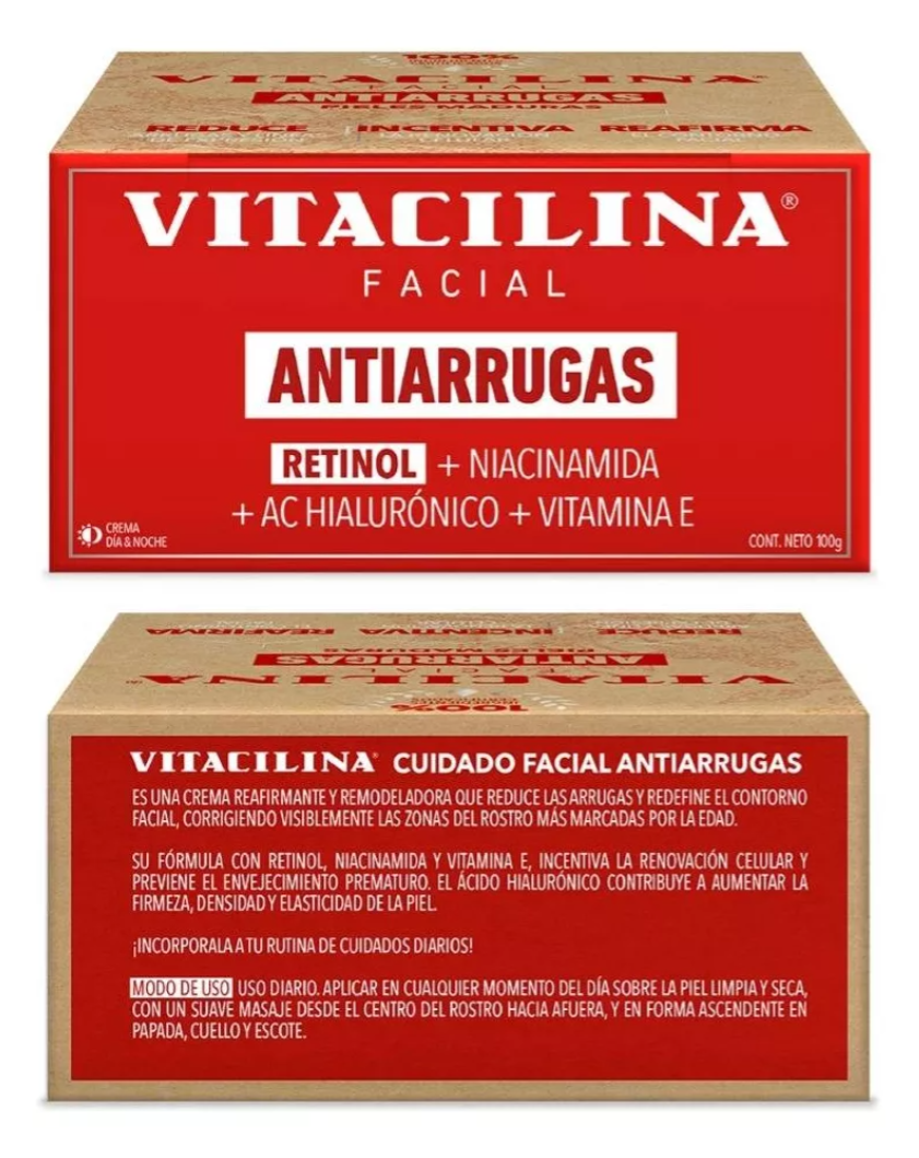 Foto 3 pulgar | Skincare Antiarrugas Aclarador Humectante Vitacilina 3 Piezas Con Colágeno, Retinol, Ácido Hialurónico Y Niacinamida