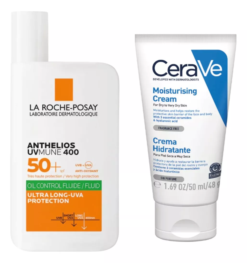 Foto 2 pulgar | Kit Bolso La Roche-posay Protector Solar Fps50+ Cerave Crema Hidratante: Práctico, Ideal Para Viajar En Avión