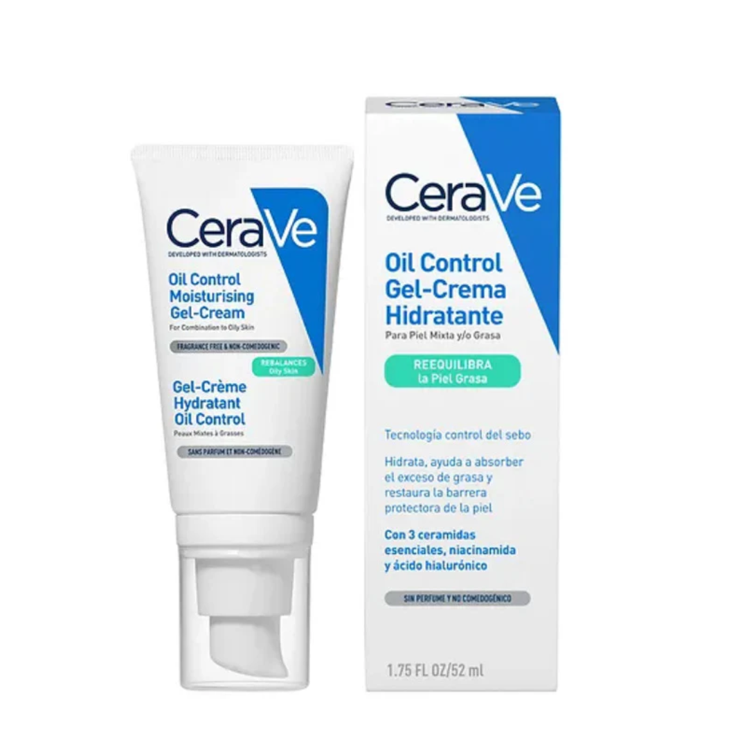 Crema Hidratante Cerave Oil Control para Piel Mixta a Grasa, Matificante Anti Sebo Control de Brillo y Acné 52ml