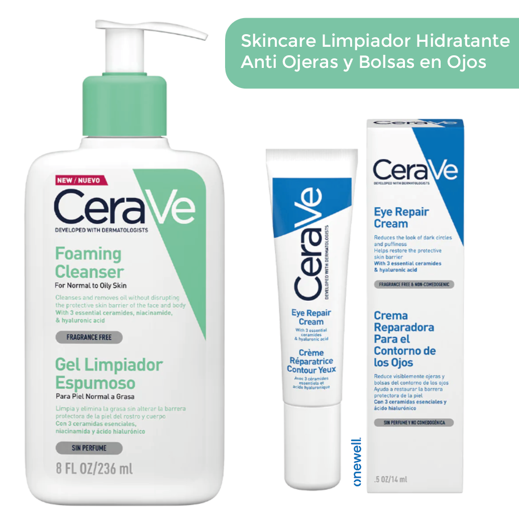 Foto 2 pulgar | Kit Facial Hidratante Y Anti Ojeras Cerave : Gel Limpiador Espumoso Y Crema Contorno De Ojos Para Hidratación