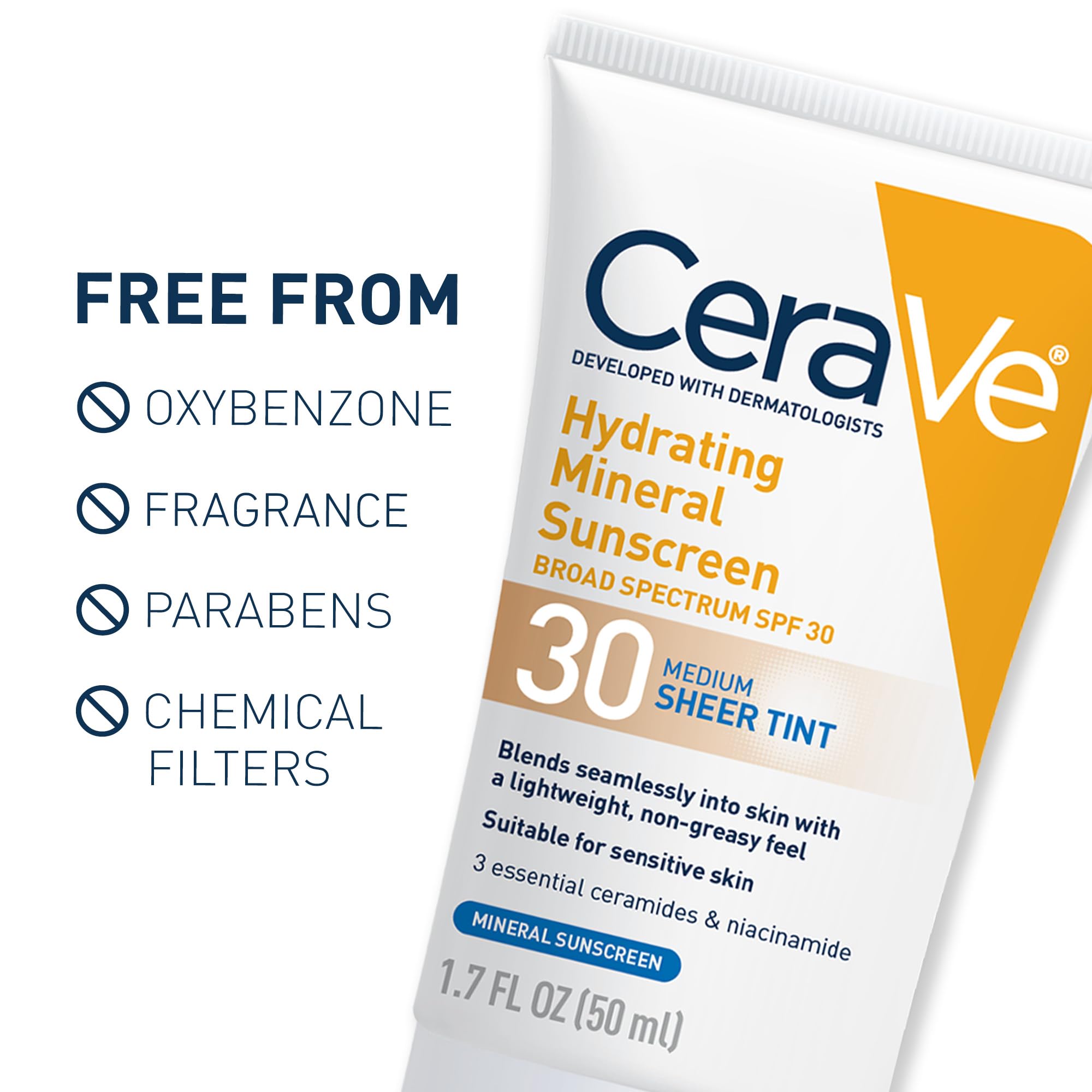 Foto 3 pulgar | Protector Solar Mineral Cerave, Hidratante, Spf 30, Tinte Transparente, 50 Ml - Venta Internacional.