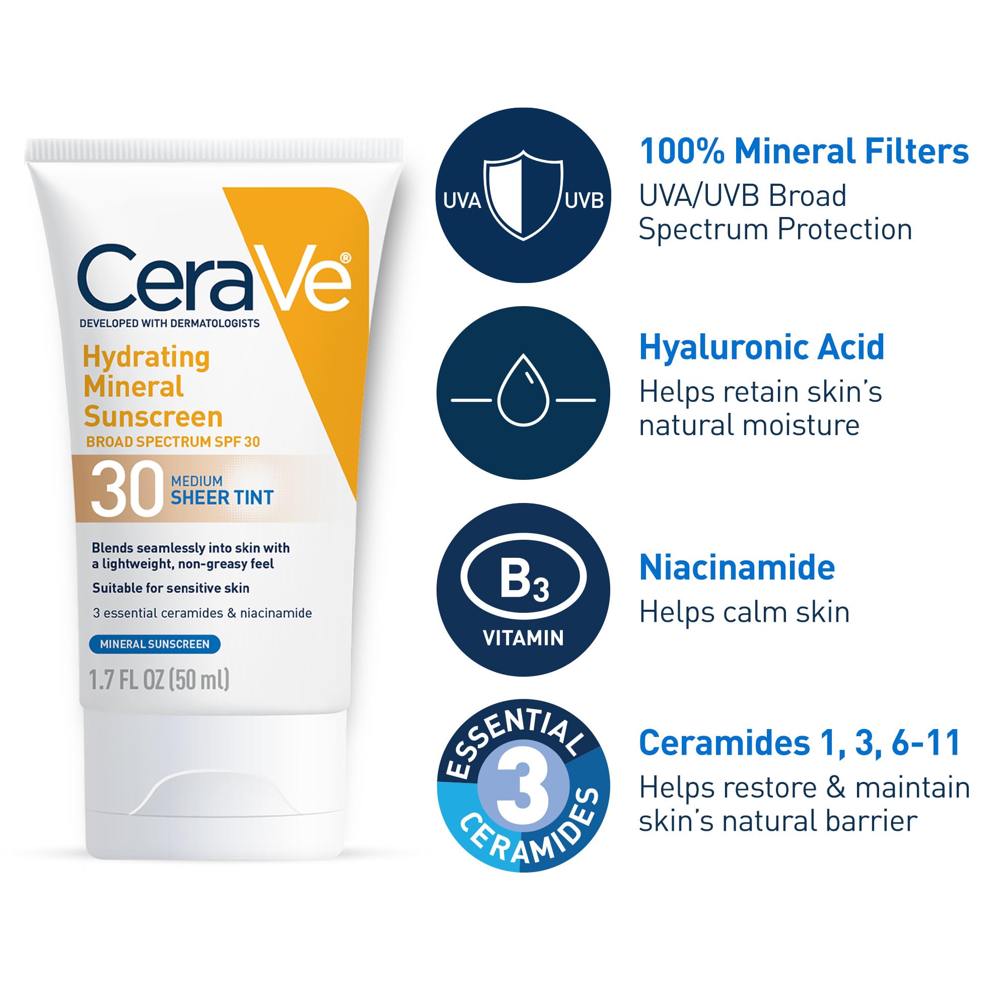 Foto 4 pulgar | Protector Solar Mineral Cerave, Hidratante, Spf 30, Tinte Transparente, 50 Ml - Venta Internacional.