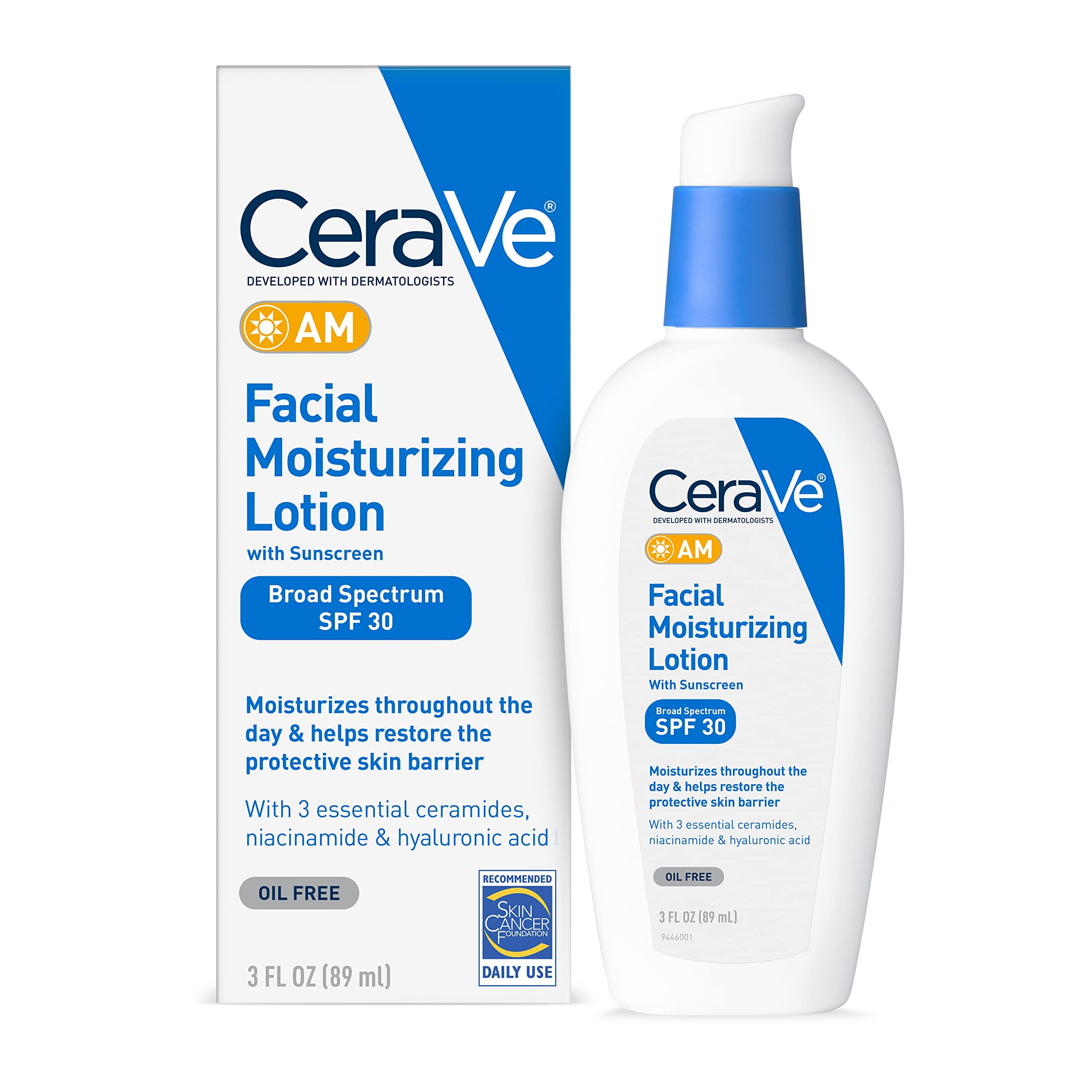 Loción Hidratante Cerave Am Spf 30 90 Ml Con Ácido Hialurónico - Venta Internacional.