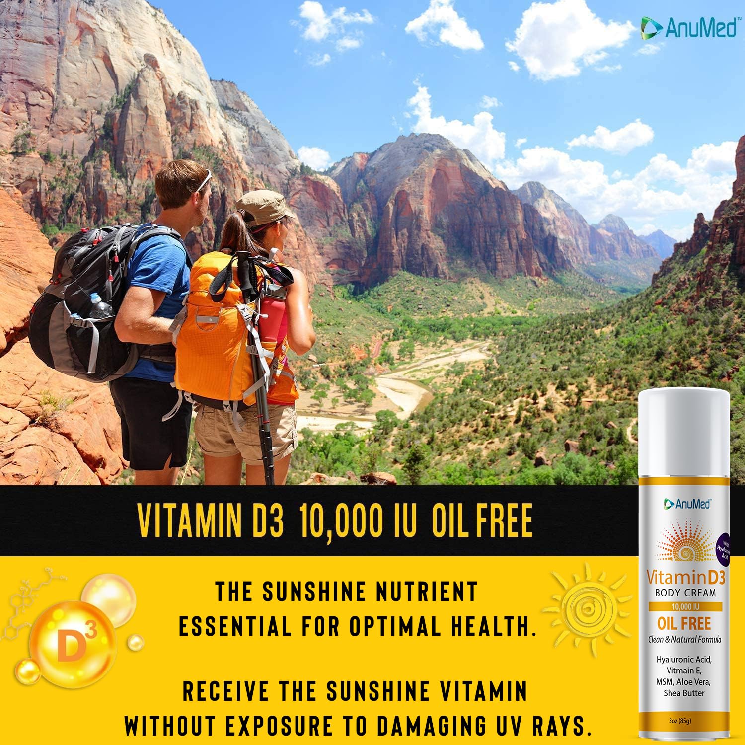 Foto 5 pulgar | Crema Hidratante Anumed Vitamina D3 10.000 Ui con Magnesio - Venta Internacional