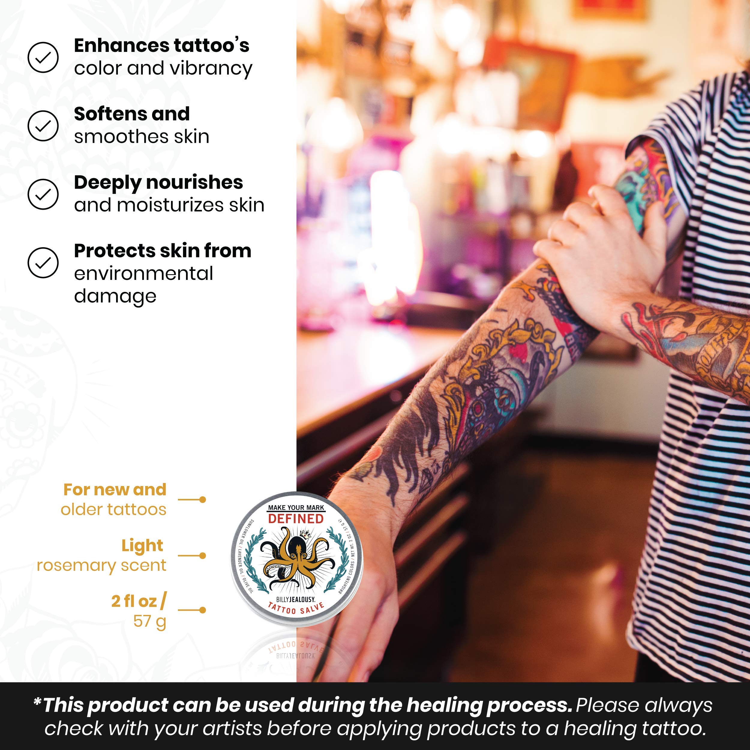 Foto 4 pulgar | Cuidado Posterior Para Tatuajes Billy Jealousy Make Your Mark, 60 Ml Con Vitamina E - Venta Internacional.