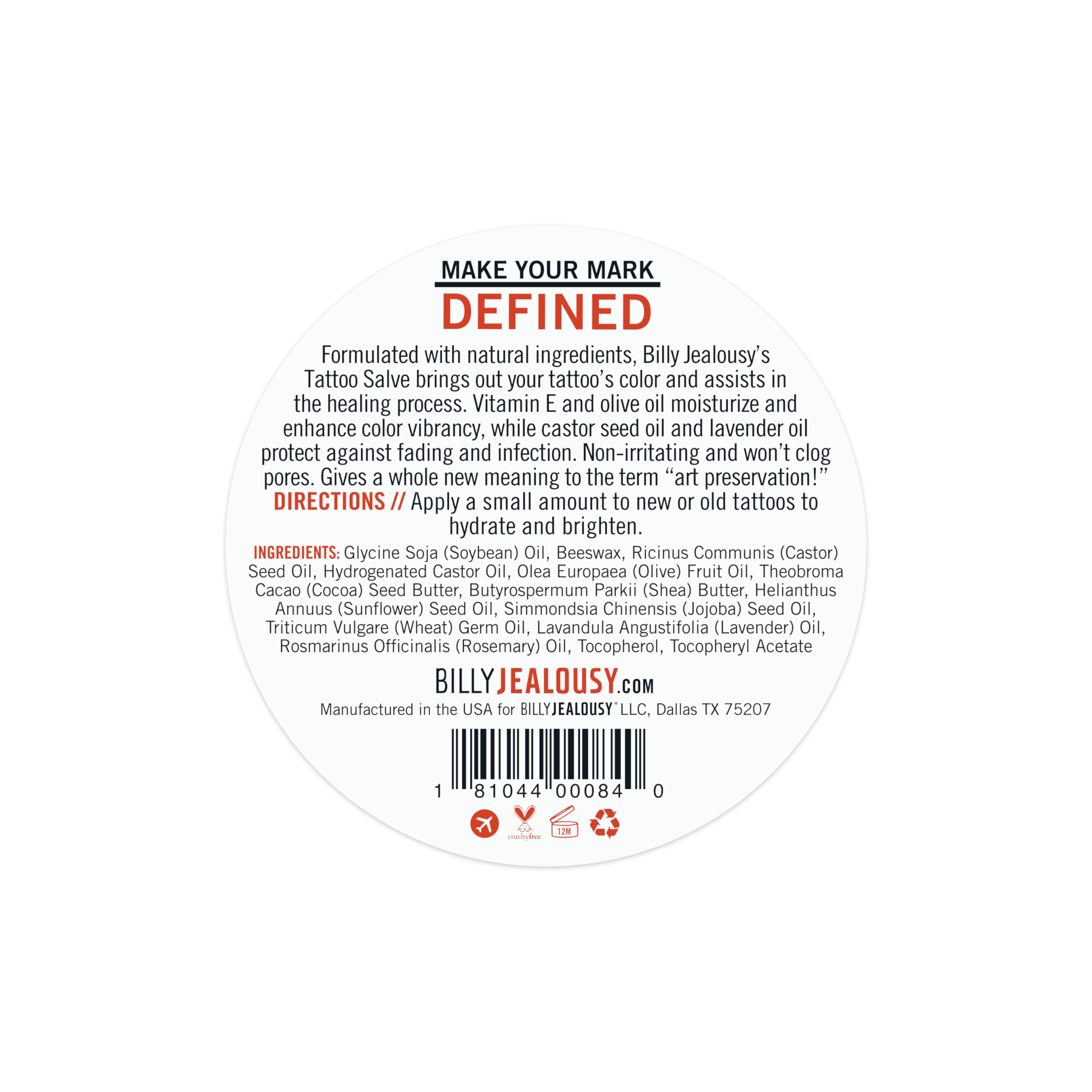 Foto 7 | Cuidado Posterior Para Tatuajes Billy Jealousy Make Your Mark, 60 Ml Con Vitamina E - Venta Internacional.