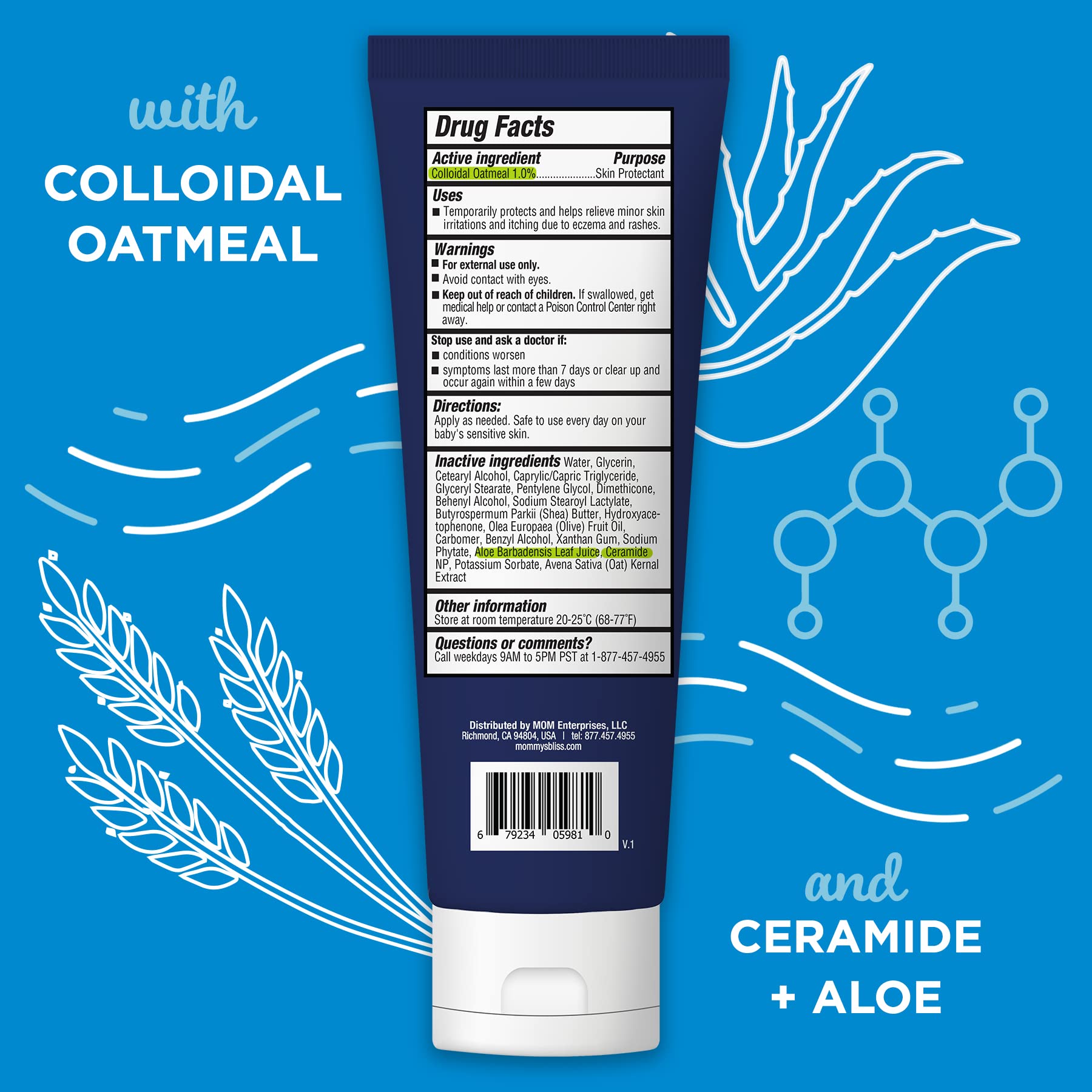 Foto 3 pulgar | Crema Hidratante Nocturna Mommy's Bliss Eczema Ease Con Avena Coloidal - Venta Internacional.