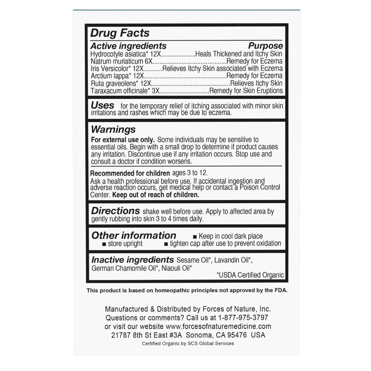 Foto 5 pulgar | Eczema Control Forces Of Nature Para Niños  5 Ml - Venta Internacional.