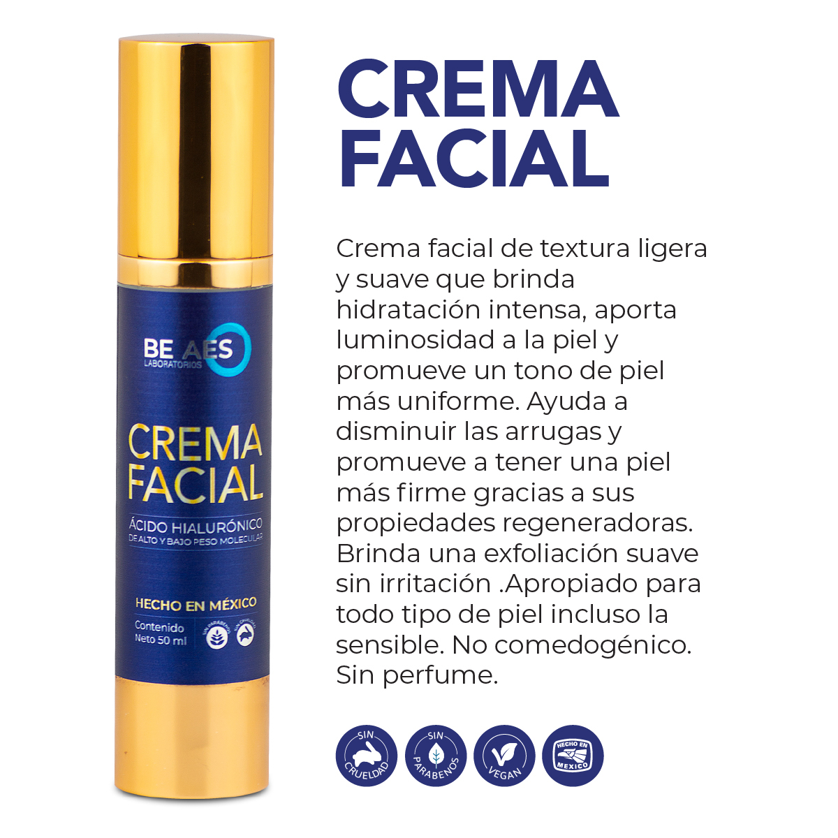 Foto 3 pulgar | Crema Facial Be Aes Colágeno Y Ácido Hialurónico Piel Firme