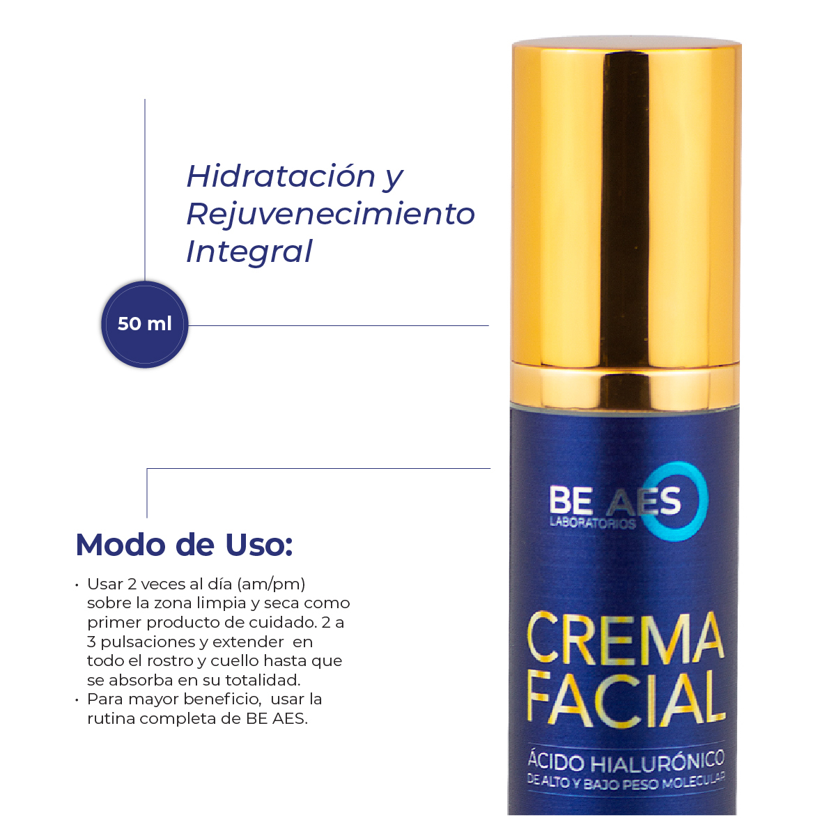 Foto 5 pulgar | Crema Facial Be Aes Colágeno Y Ácido Hialurónico Piel Firme