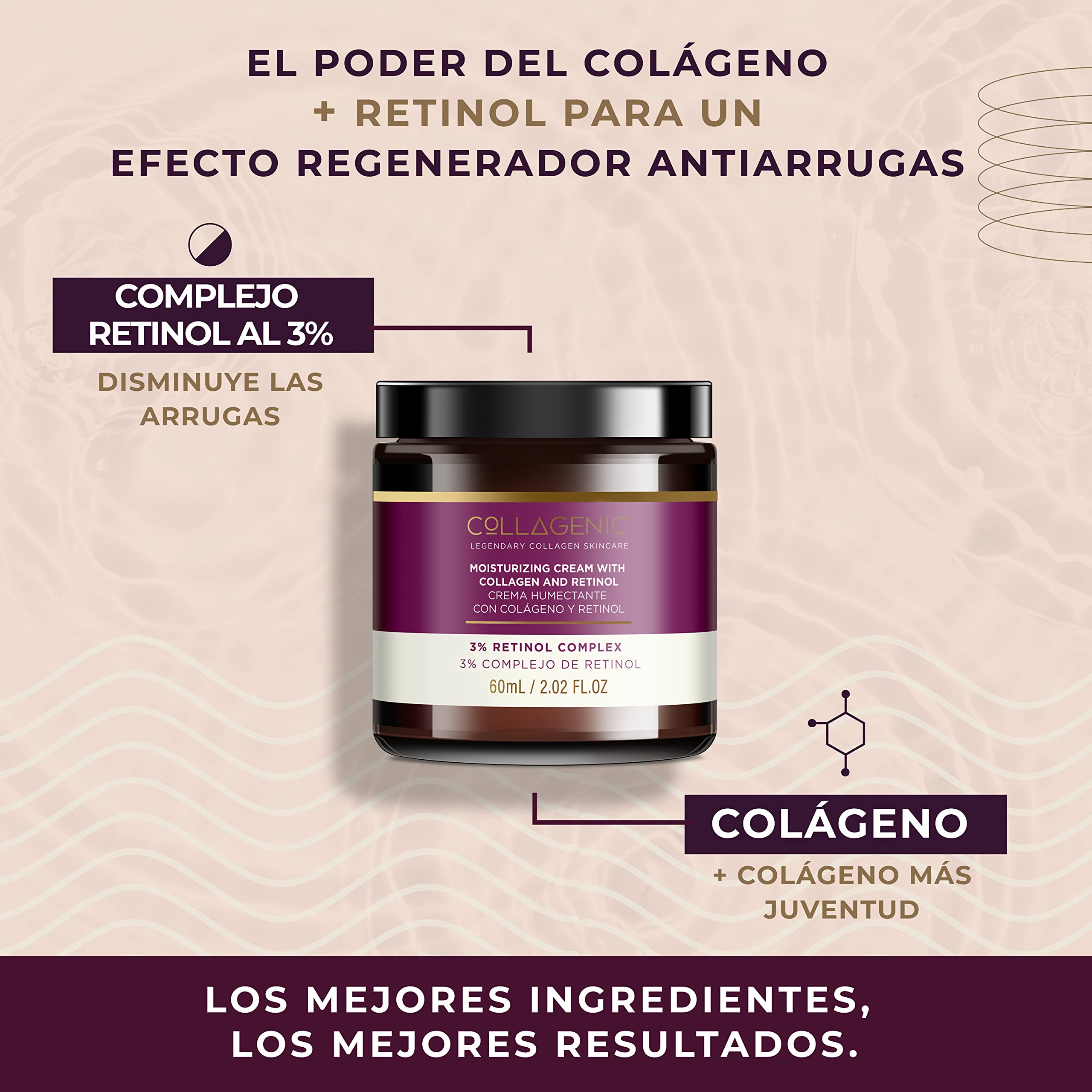 Foto 3 pulgar | Crema Facial Noche Collagenic 3% Retinol Colageno Antiarrugas 60 ml