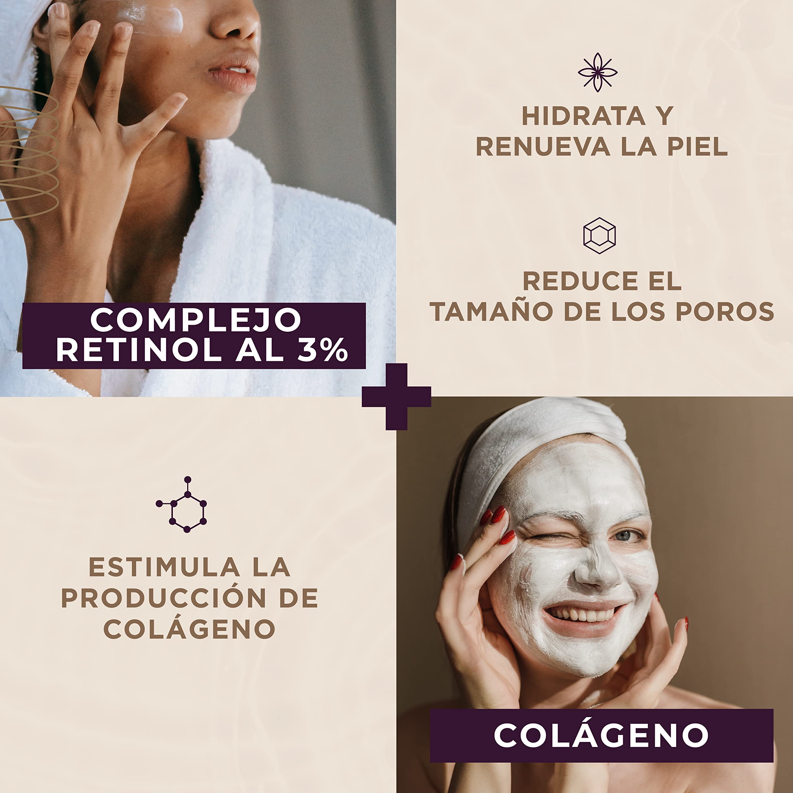 Foto 4 pulgar | Crema Facial Noche Collagenic 3% Retinol Colageno Antiarrugas 60 ml
