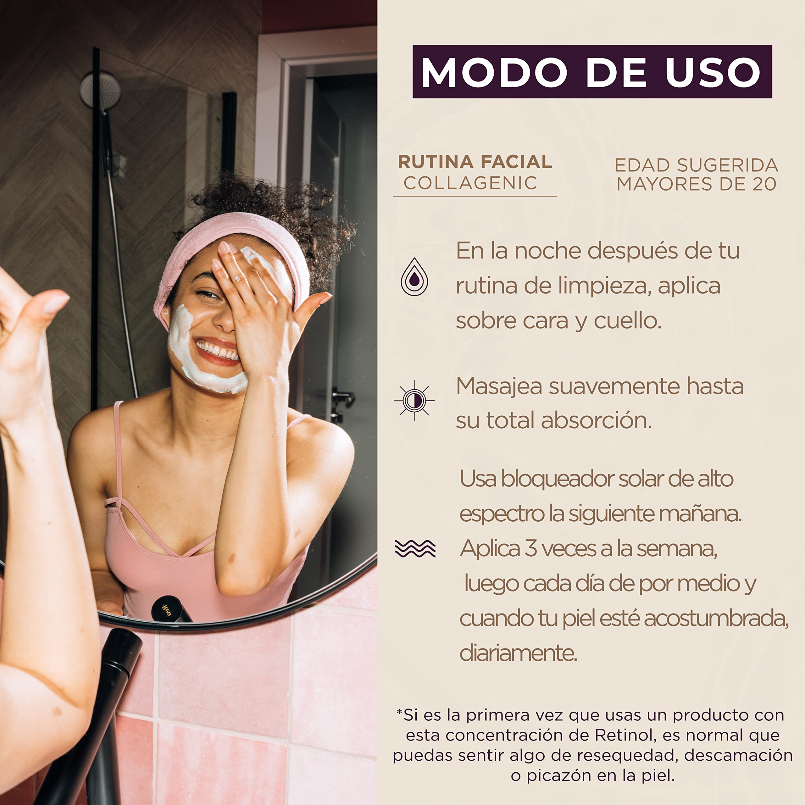 Foto 7 pulgar | Crema Facial Noche Collagenic 3% Retinol Colageno Antiarrugas 60 ml