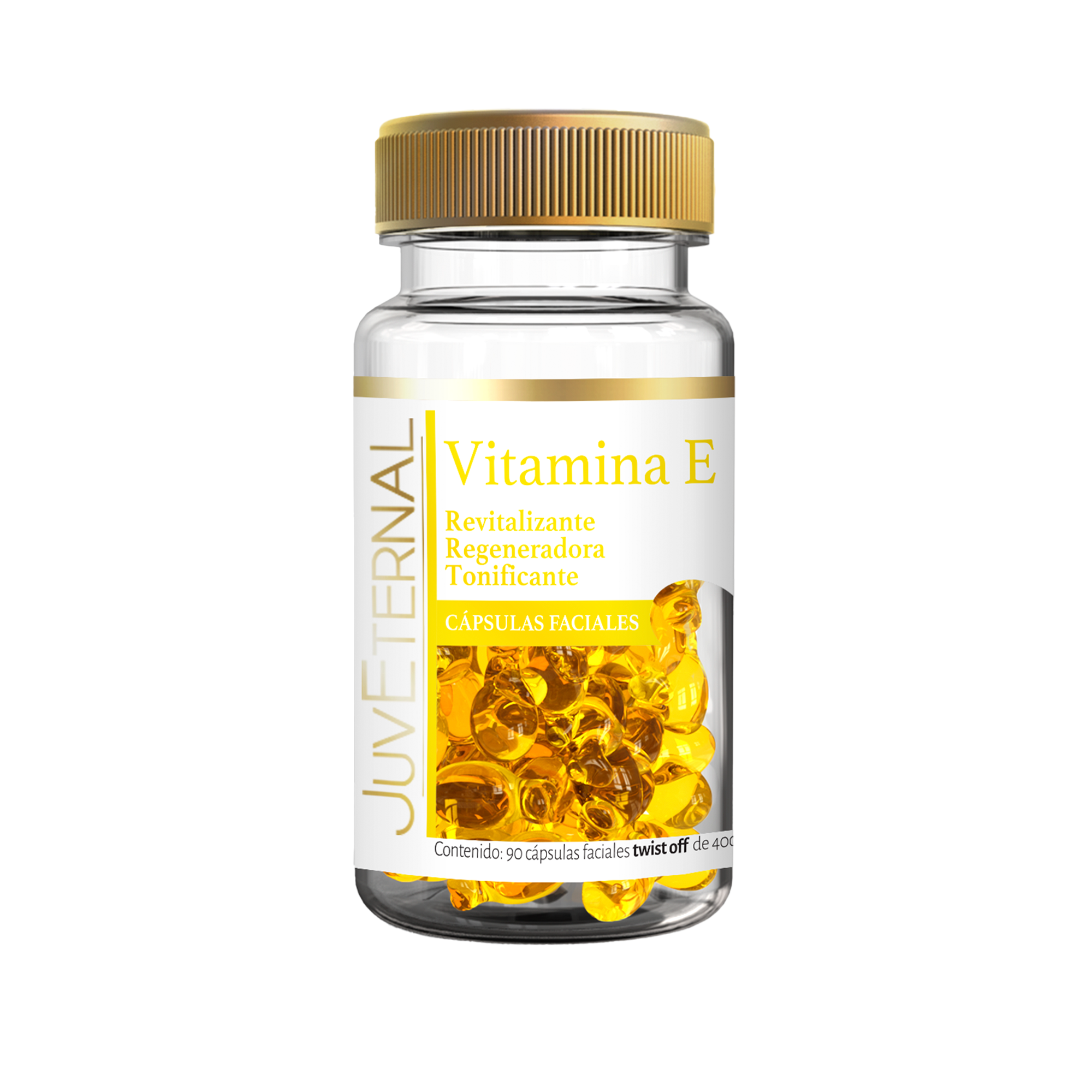 Cápsulas Faciales de Vitamina E Juveternal 90 cápsulas Twist-Off Antioxidante Hidratante y Revitalizante