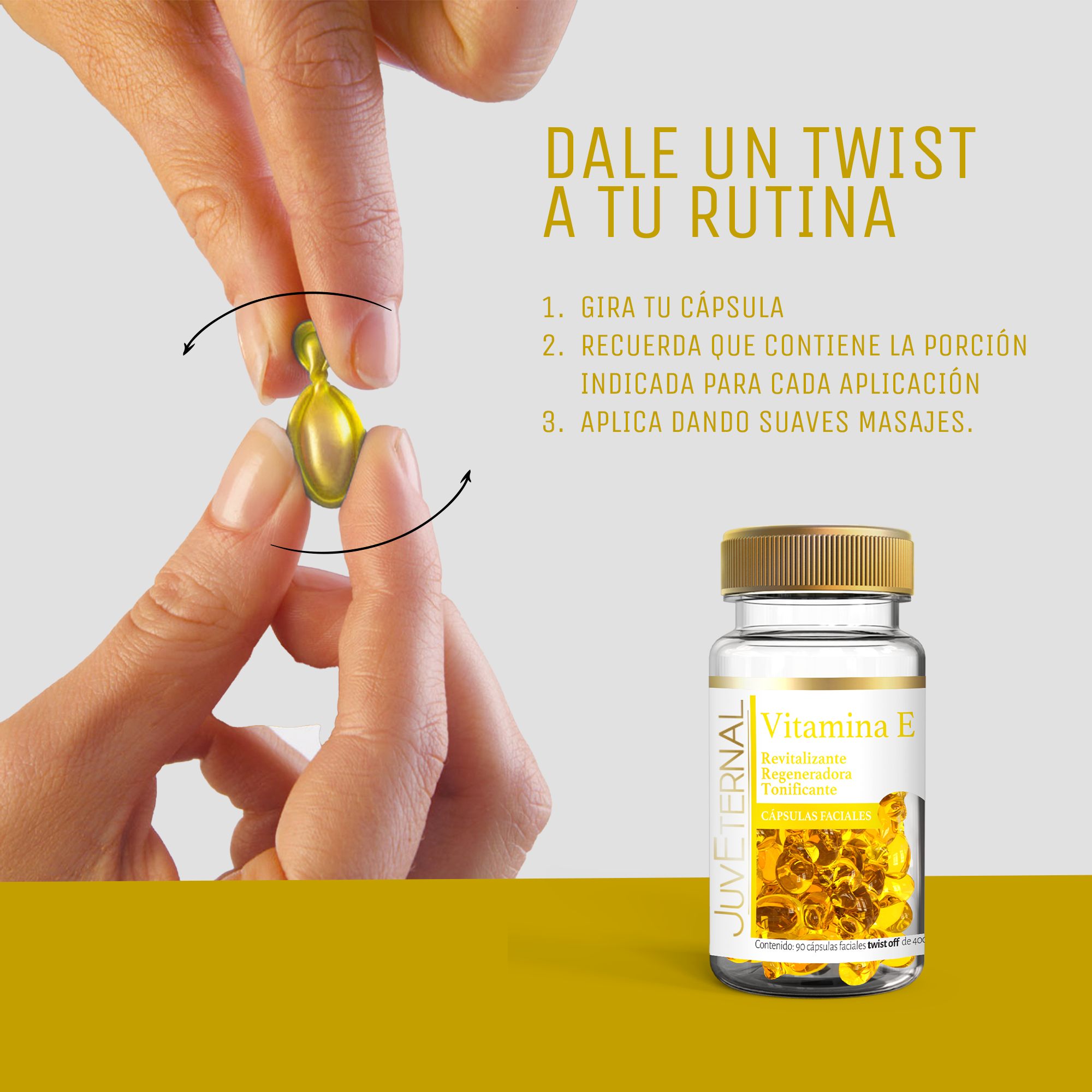 Foto 4 | Cápsulas Faciales de Vitamina E Juveternal 90 cápsulas Twist-Off Antioxidante Hidratante y Revitalizante