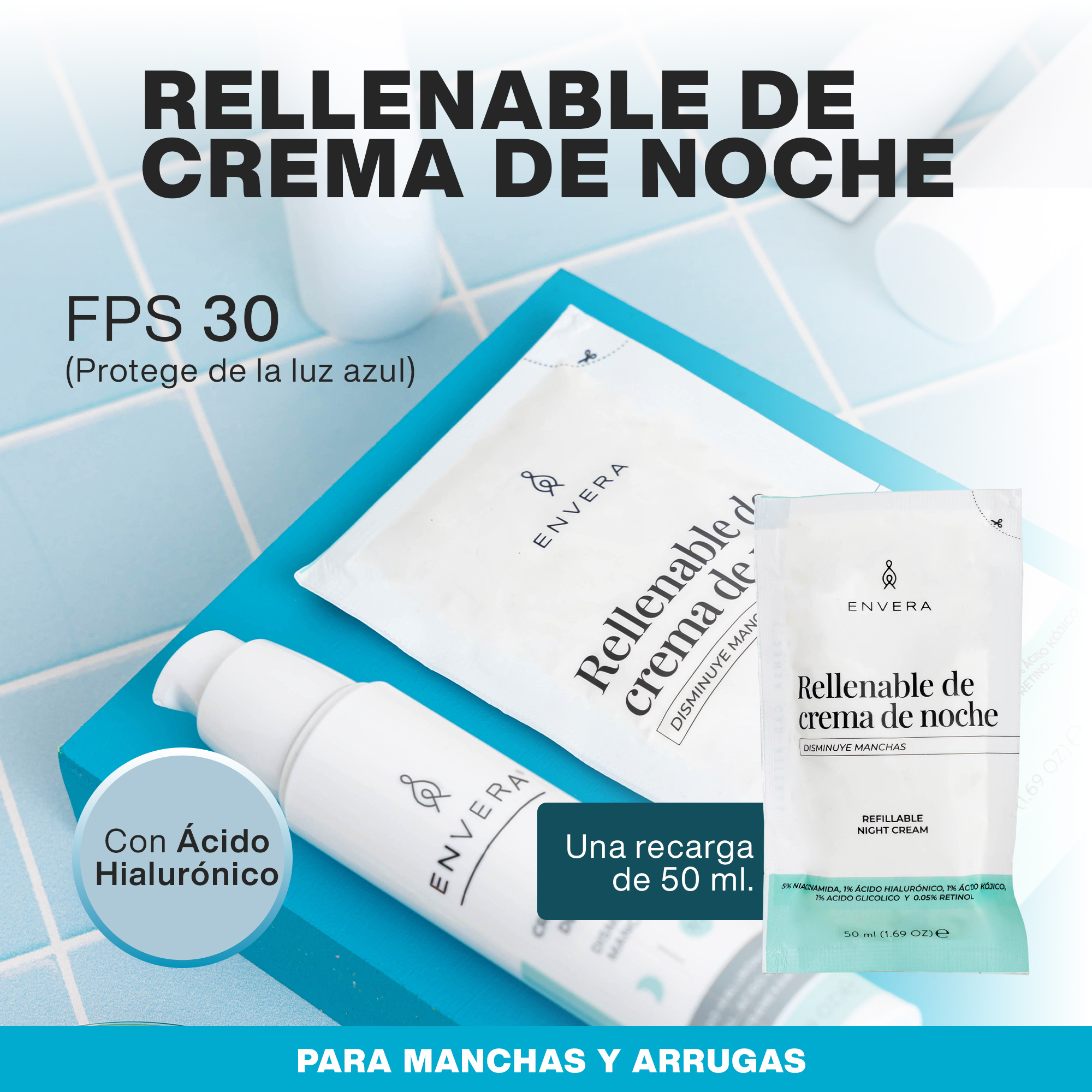 Foto 3 pulgar | Crema Hidratante Facial Rellenable 3 en 1 con Niacinamida para Manchas y Acné - Vegana 50ml