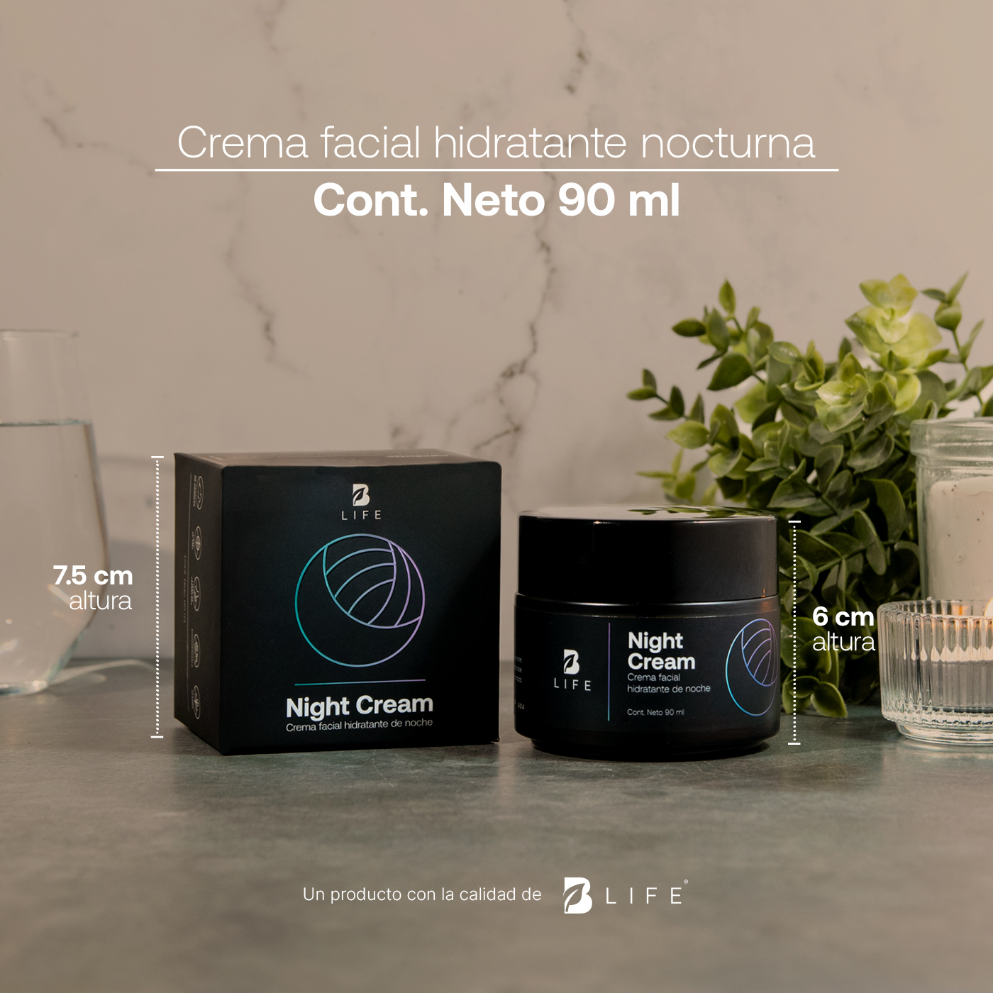 Foto 3 pulgar | Crema Facial Hidratante De Noche Con 90 Ml. Enriquecida Con Retinol Y Ácido Hialurónico. Night Cream B Life.