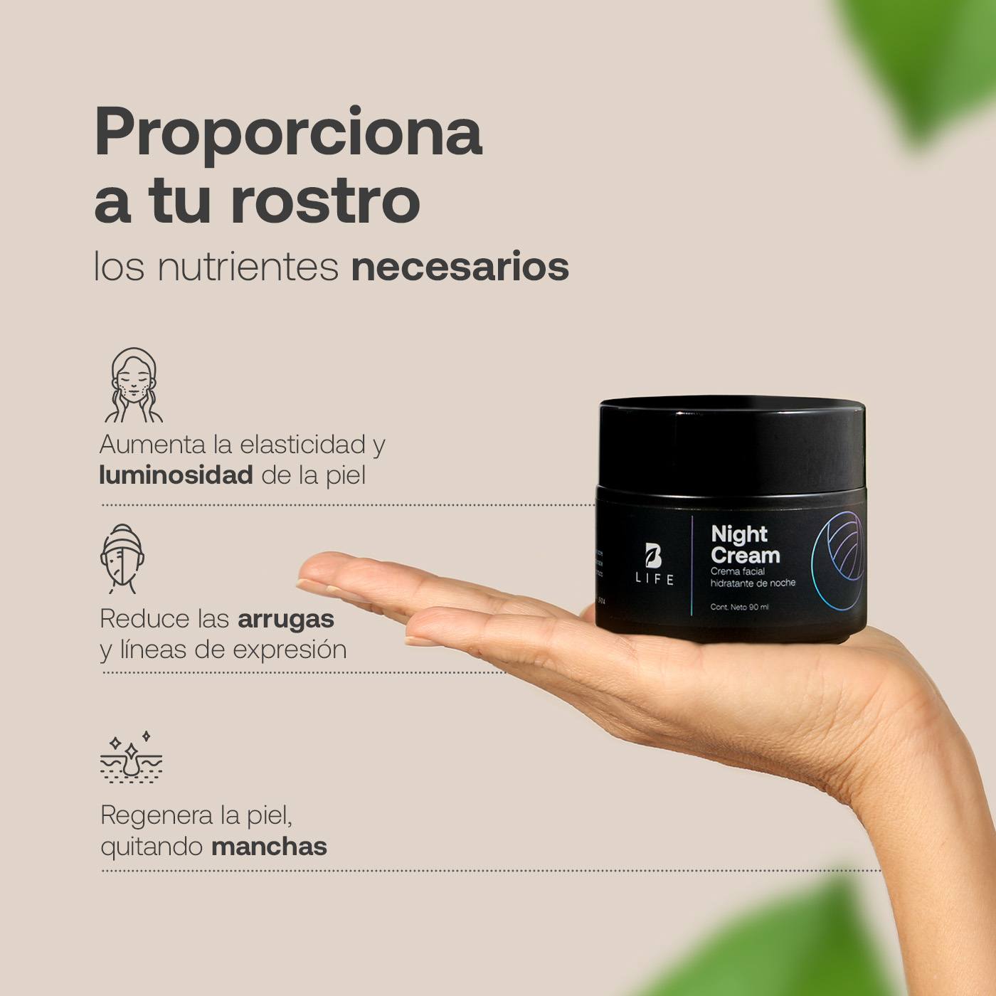 Foto 4 pulgar | Crema Facial Hidratante De Noche Con 90 Ml. Enriquecida Con Retinol Y Ácido Hialurónico. Night Cream B Life.