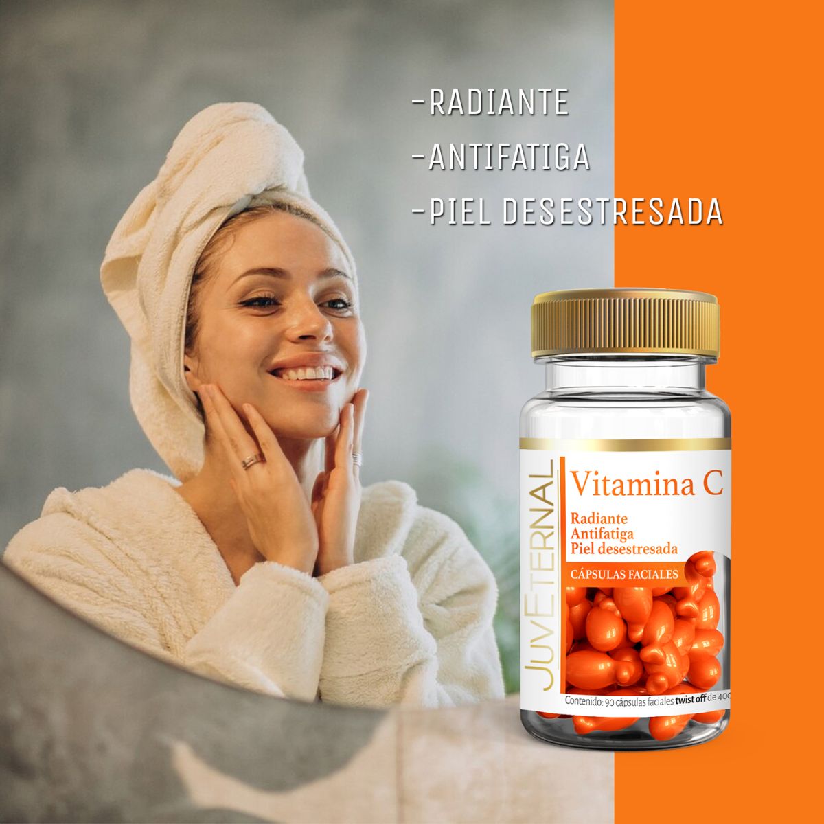 Foto 3 | JUVETERNAL Cápsulas Faciales de Vitamina C 90 cápsulas Twist-Off Ilumina, Hidrata y Protege tu Piel