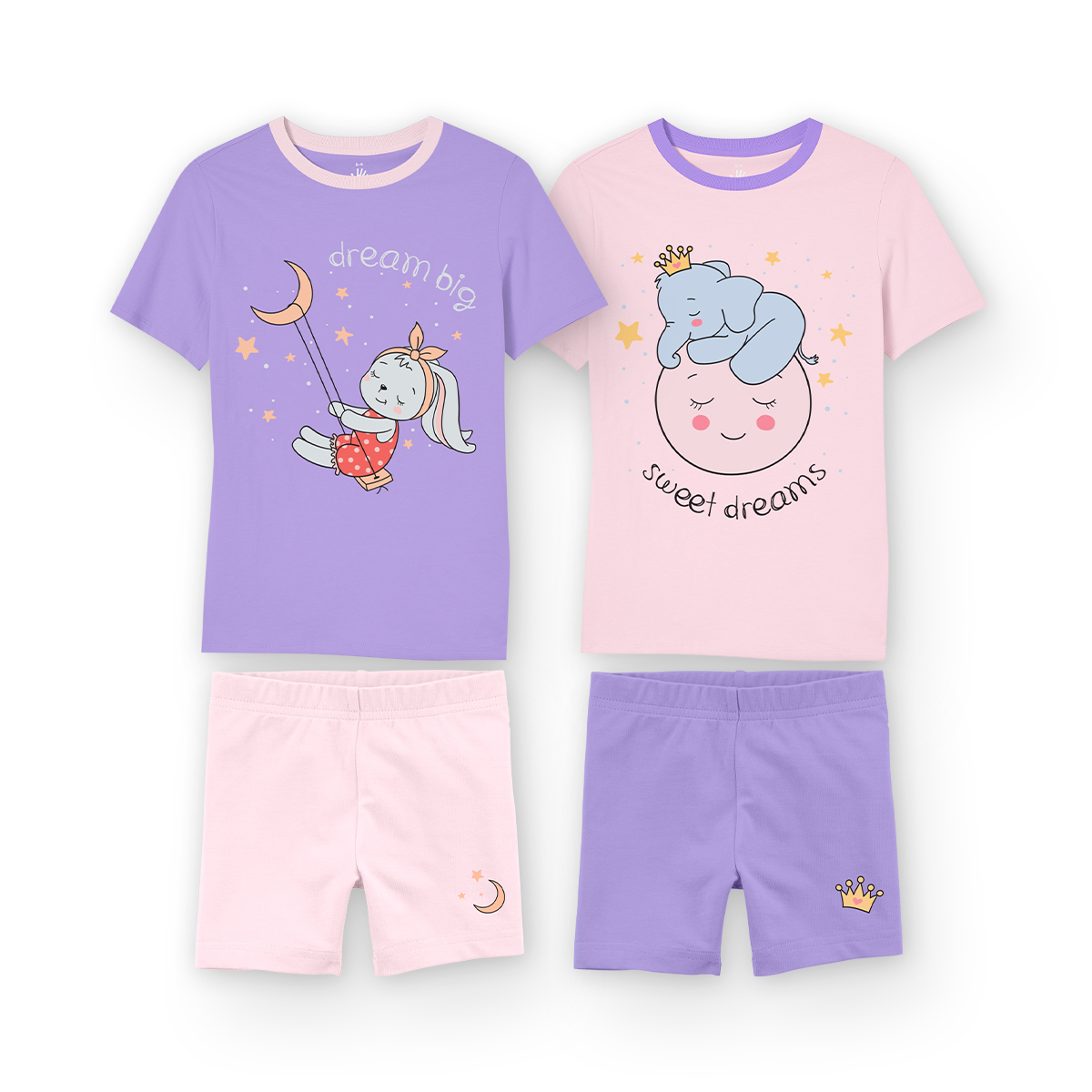 Foto 5 pulgar | Pijama Niña Million Hands  Lila Morado Y Rosa Claro Playera Short Conejo