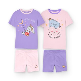 Foto 4 | Pijama Niña Million Hands Lila Morado Y Rosa Claro Playera Short Conejo