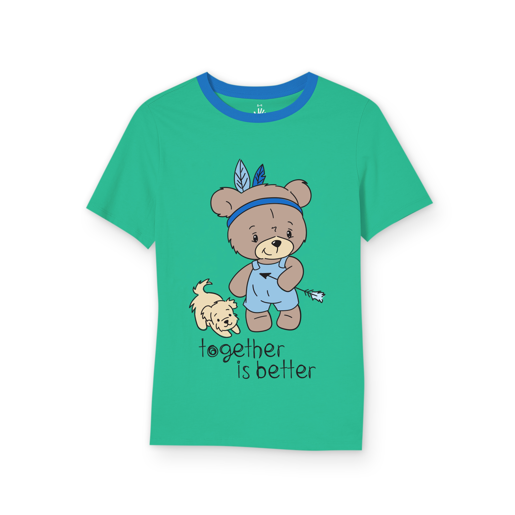 Foto 1 | Pijama Niña Million Hands Verde Esmeralda Con Azul Rey Playera Short Osito