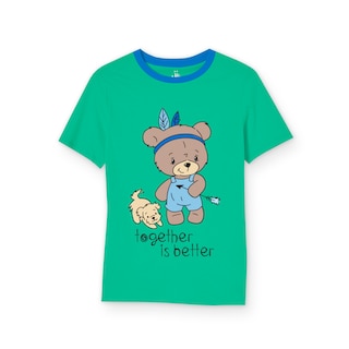Foto 1 | Pijama Niña Million Hands Verde Esmeralda Con Azul Rey Playera Short Osito