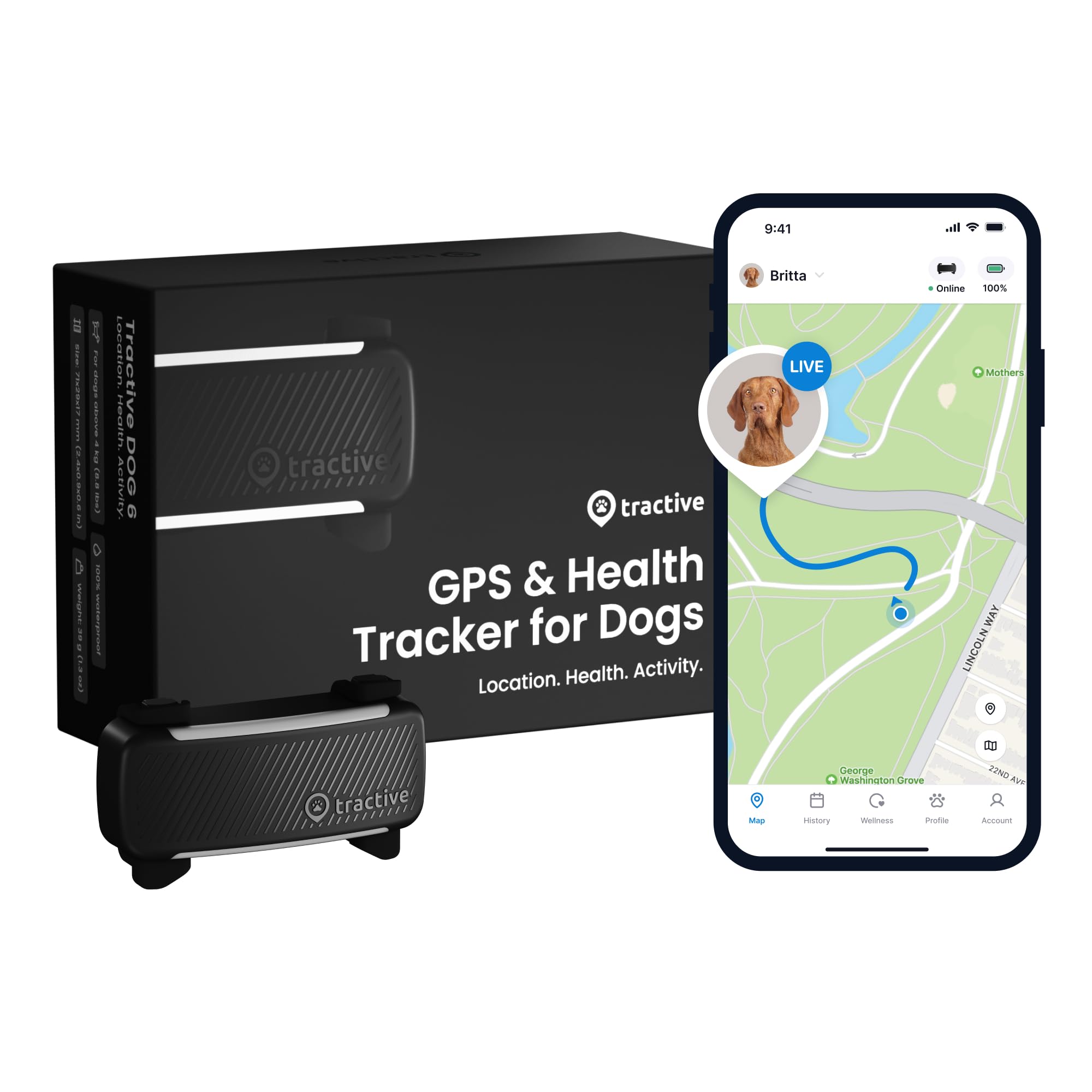 Gps Dog Tracker Tractive, Seguimiento De Ubicación En Tiempo Real, Negro - Venta Internacional.