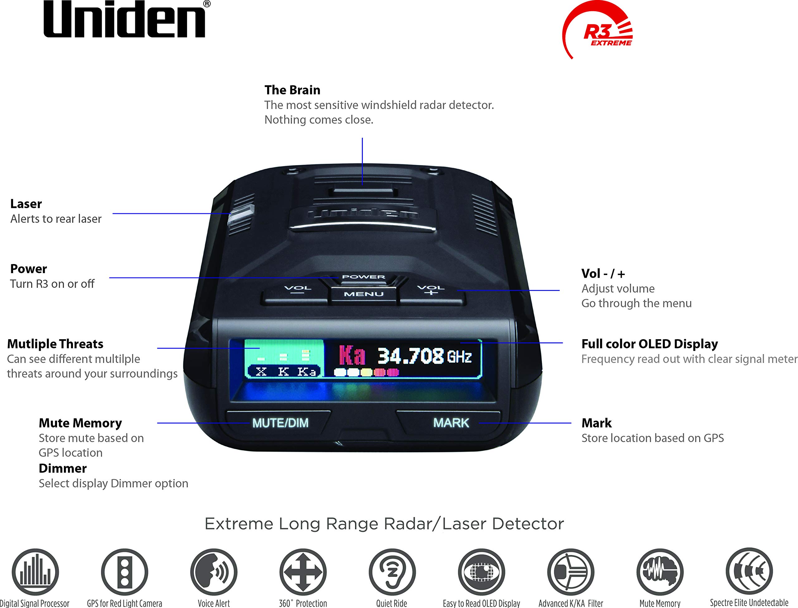 Foto 5 | Detector De Radar Uniden R3 Extreme Long Range Con Gps, Negro - Venta Internacional.