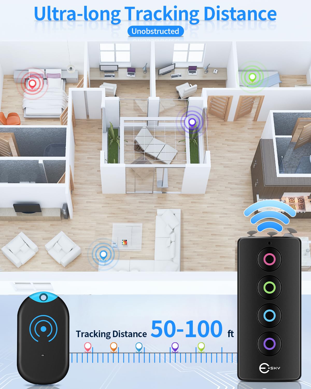 Foto 6 | Buscador De Llaves Esky Ultra Slim Con 4 Receptores De Sonido De 80 Db - Venta Internacional.