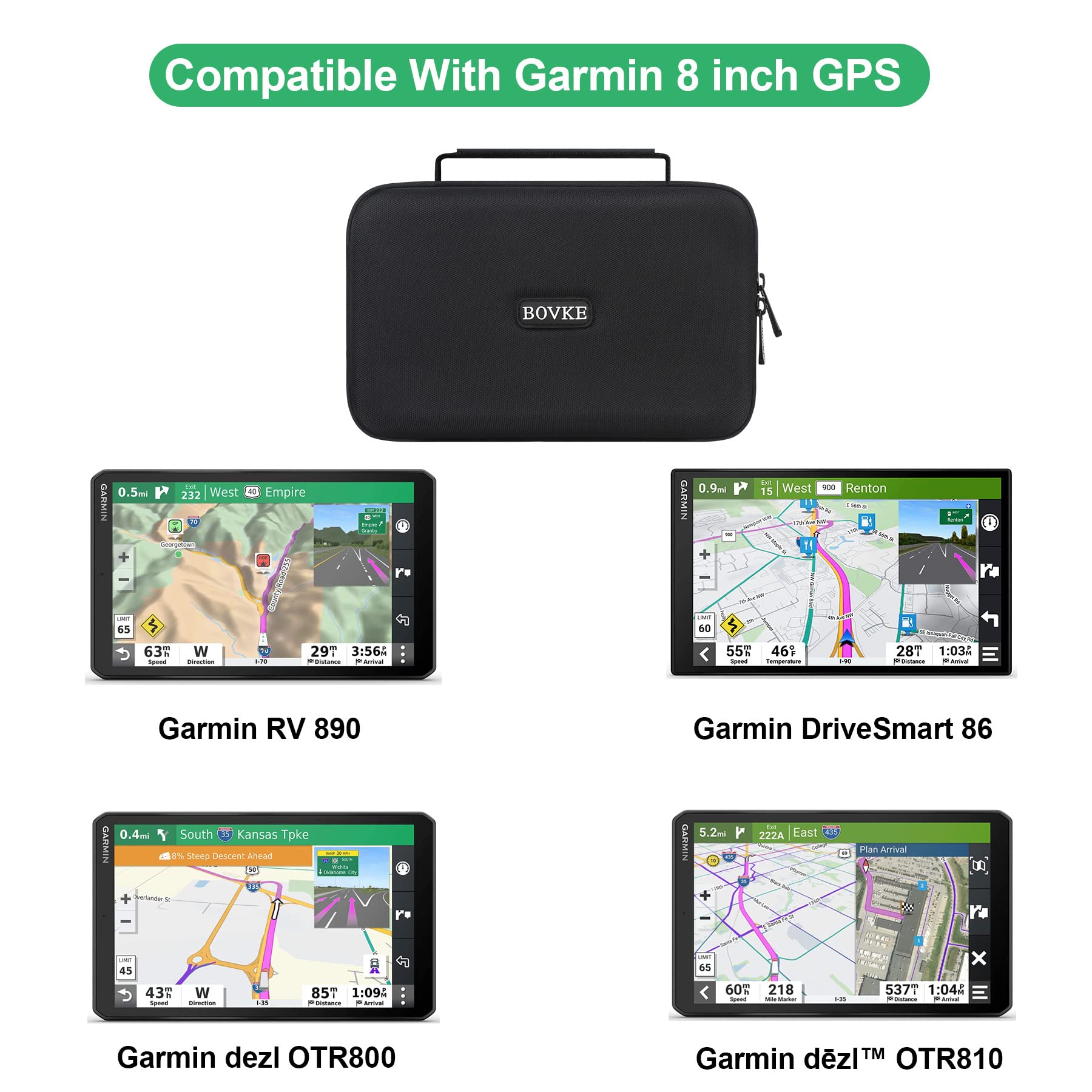 Foto 2 | Funda Gps Bovke Rígida Para Garmin Dezl Otr800 De 8 Pulgadas  Color Negro - Venta Internacional.