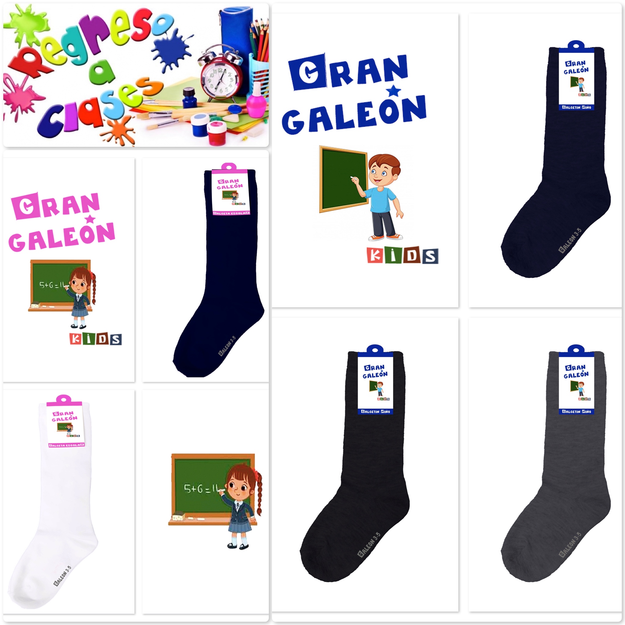 Foto 3 pulgar | Calcetines de Algodón Gran Galeón color Negro para Niño Pack con 6 Pares